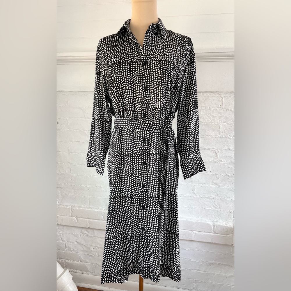 Emerson Fry India Collection Ry Shirtdress Painterly Dot Black White Button Down